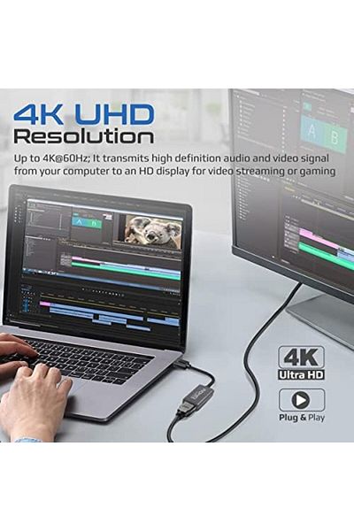 Promate DisplayPort to HDMI Adapter, Ultra HD 4k Male to Female DP to HDMI Converter Video Display C