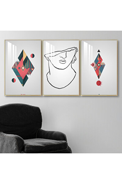 4gdran ثلاث لوحات جدارية خشبية مع برواز خشبي شامبين و طبقة من الاكريلك الشفاف