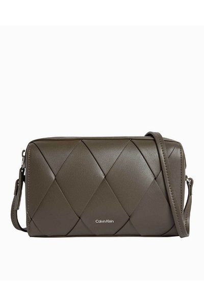 Calvin Klein Brown Woven Camera Crossover Bag
