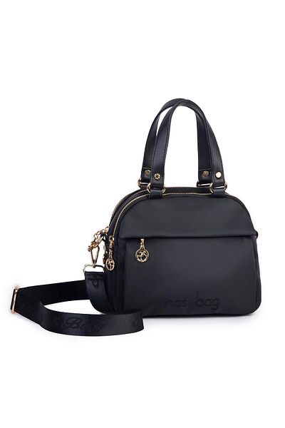 Nas Bag Geantă de umăr și crossbody cu mai multe compartimente pentru femei (25x20 cm) Black Buzzy