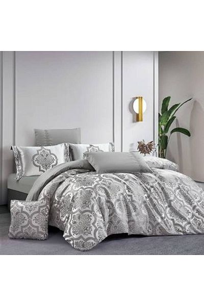 Pazar Home Bedding Bazaar Home Drake Jacquard 7 Piece King Bedspread - Dark Grey with Stitched Filling