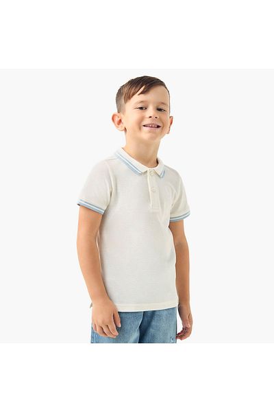 Juniors Tipping Detail Polo T-shirt with Short Sleeves