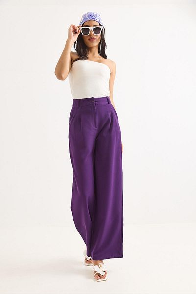 Raneel Kazançlı Alışveriş High waist wide leg pants purple