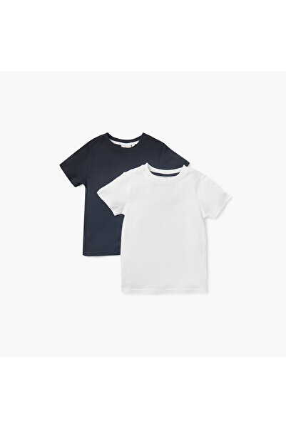 Juniors Solid T-shirt with Round Neck and Short Sleeves - Set of 2