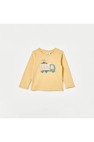 Juniors تي شيرت بطبعة جرافيكية ورقبة دائرية وأكمام طويلة