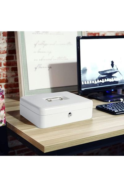 rexa Cash Box with Key Lock Safe Money Box 20 x 16 x 9cm