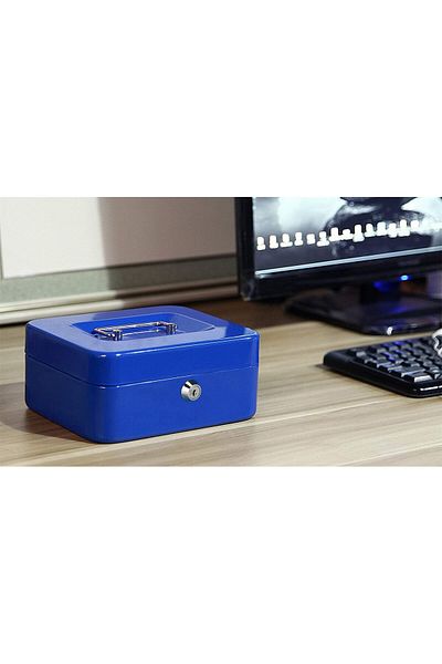 rexa Metal Cash Box with Money Tray, Lock Box 12.5 x 9.5 x 6cm