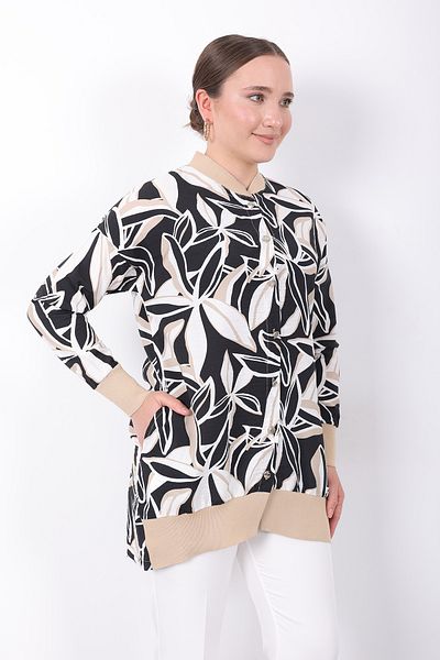 Linvey Comfortable Fit Ribbed Buttoned Patterned Women's Wearable Cap