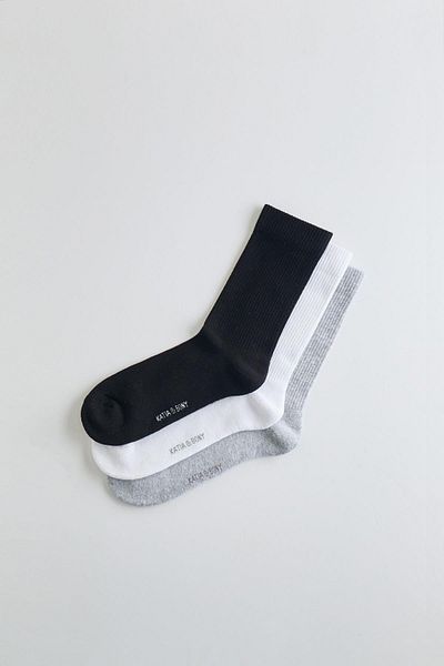 Katia&Bony 3er-Pack Sportsocken aus Baumwolle Schwarz/Weiß/Grau
