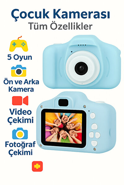 electroawm Çocuklar İçin Çift Kameralı Renkli Dijital Fotoğraf Makinesi – Vid...