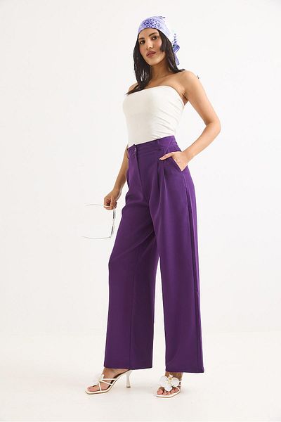 Raneel Kazançlı Alışveriş High waist wide leg pants purple