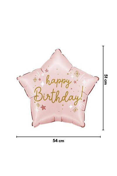 Le Mabelle Pink Happy Birthday Written Star Balloon