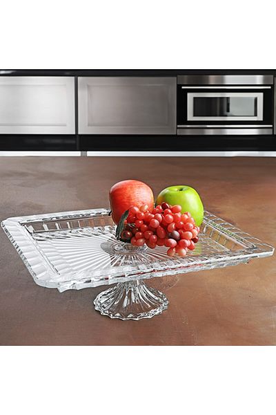 Kosova Glass Large Size Footed Presentation Plate 30/36 cm