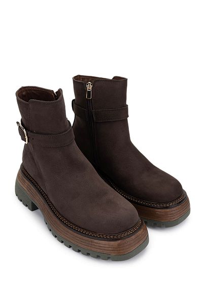 Tamer Tanca Women's Genuine Leather Brown Nubuck Casual Boots