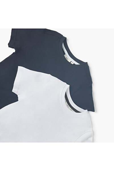 Juniors Solid T-shirt with Round Neck and Short Sleeves - Set of 2