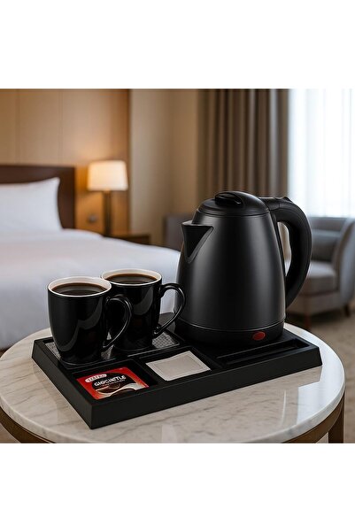 Generic 1.8L 1500W Steel Kettle Set | 2 Cups + Tray | Perfect for Hotels, Offices, Home | Fast Boiling