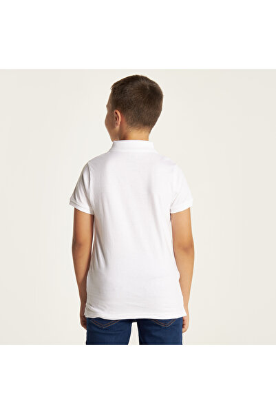 Juniors Solid Polo T-shirt with Short Sleeves and Button Closure