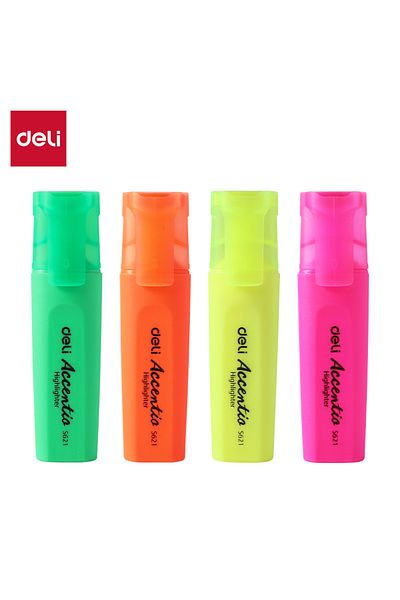 Deli Deli ES622 Highlighter - Assorted Colors 4pcs - ideal for note-taking and document marking