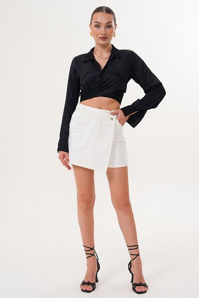 happinice Women's White High Waist Denim Shorts Skirt