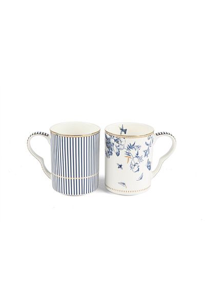 Mikasa Moor Fili E Fiori Blue White 2-Piece Mug 380Cc