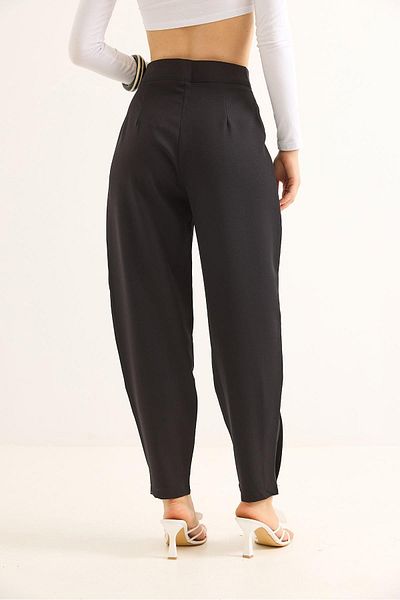 Raneel Kazançlı Alışveriş Carrot Model Double Button Palazzo Trousers Black
