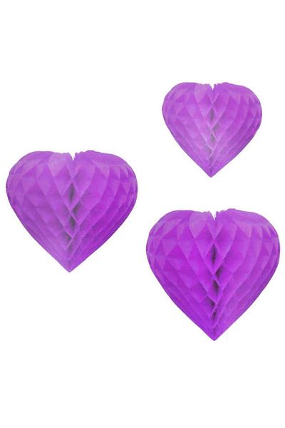Le Mabelle Lilac 3-Piece Honeycomb Heart Party Ornament
