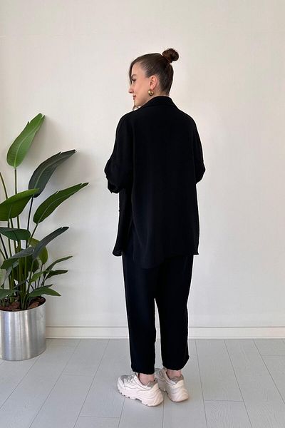 MaziButik Modal Suit with Shirt Black