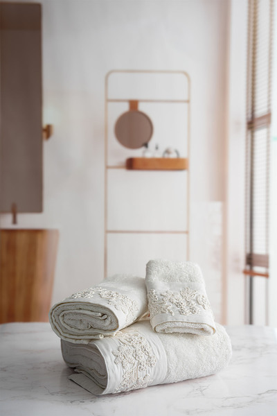 Nazik Home Мадейра 3D в'язана рушник для обличчя з квітковим візерунком (50 x 90 см)