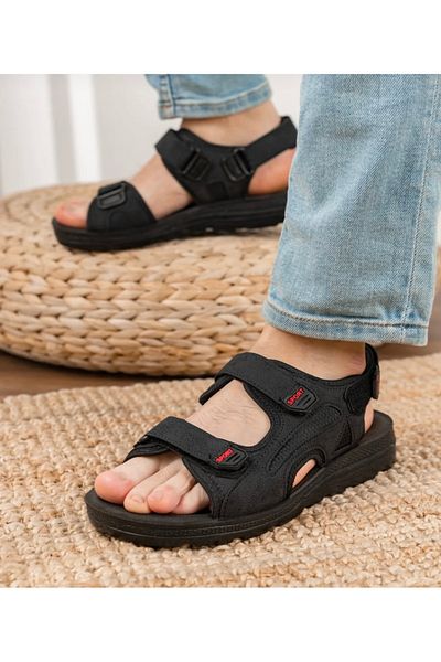 MODA Ανδρικά μαύρα ορθοπεδικά ανατομικά πέδιλα velcro