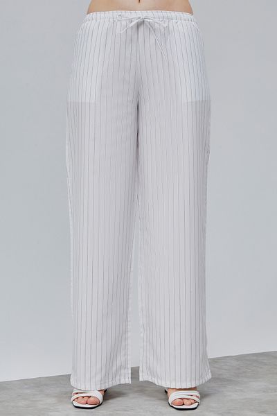 GENIUS STORE Pantaloni de damă Pantaloni cu dungi cu talie înaltă cu buzunare STRIPED-PANT