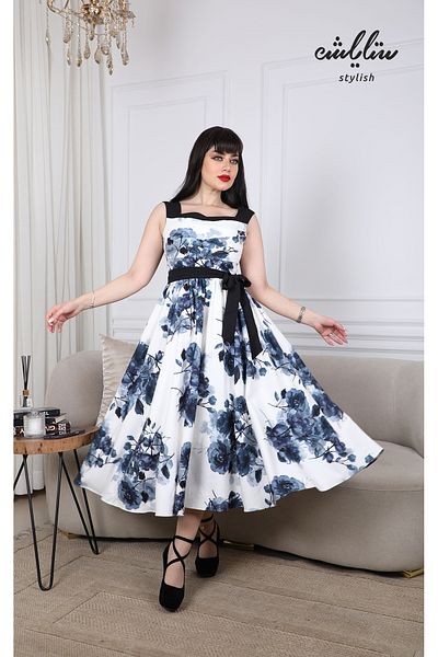 Stylish Elegant black and white floral dress