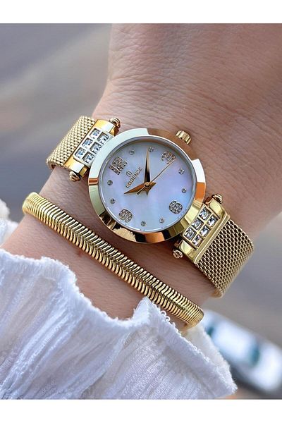Essence Steel Case and Cord 2 Years Warranty 3 Atm Water Resistant Women's Wristwatch + Bracelet Esm120