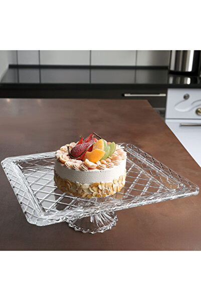 Kosova Glass Foot Large Size Presentation Plate 36/30 cm