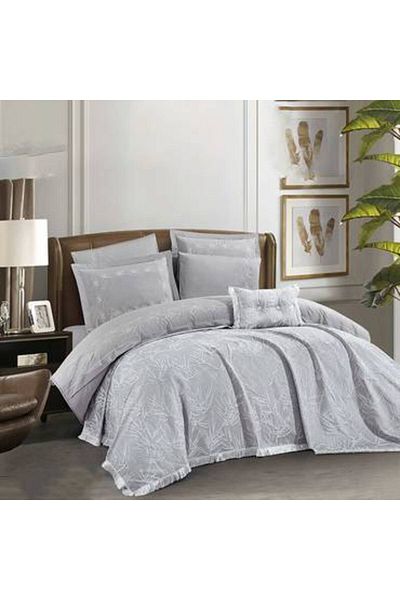 Pazar Home Bedding Bazaar Home Emma Luxury 8-Piece Jacquard Comforter Set King - Beige with Stitched Filling