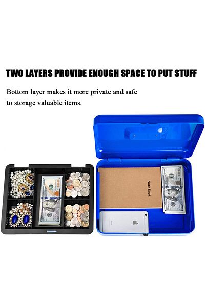 rexa Cash Box with Key Lock Safe Money Box 20 x 16 x 9cm