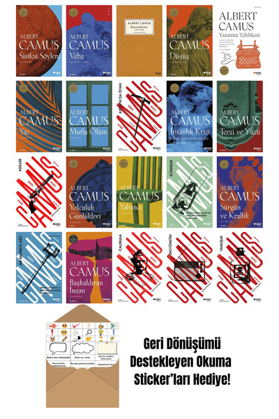 Can Yayınları Albert Camus 20 Kitap Seti + Okuma Sticker'ları