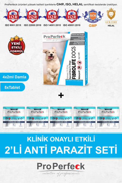 pro perfeck Köpek Iç-dış Anti-parazıt (10-20 Kg ) Bitkisel 4 Adet Tüp 5 Adet ...