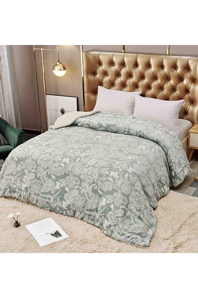 FIONNA.RO Cocolino Blanket With Fur - Green Indian Style