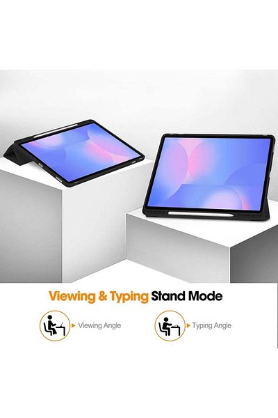 SKYDDAR INNOVATION Tablet case for Samsung Galaxy Tab S10 FE Plus, Pencil holder, Pink, sticker set
