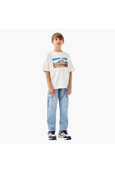 Juniors Arizona Print Crew Neck T-shirt with Short Sleeves