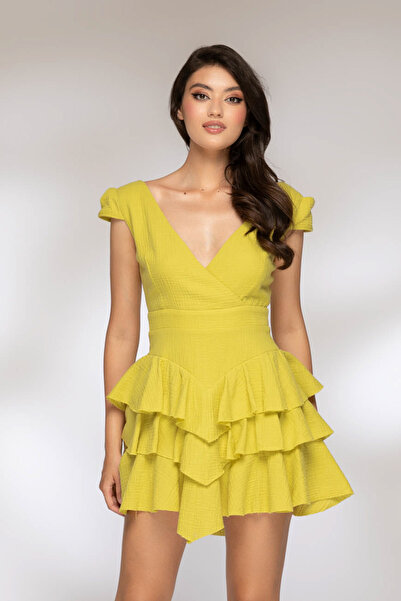 Atmosphere Fashion Rochie scurtă fistic cu volane