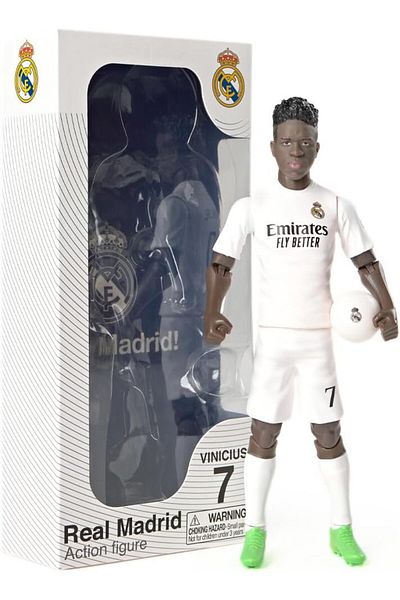 Banbo Toys Vinicius Jr figurine, Real Madrid team, 20 cm, articulated with ball included, number 7