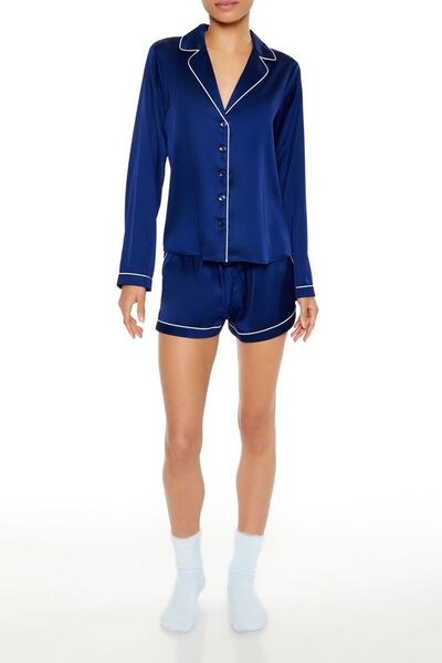 Forever 21 Şerit Detaylı Gömlek ve Şort Pijama Takımı