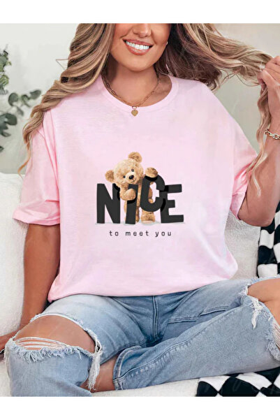 Sarah's Boutique Women's T-Shirt – 100% Cotton – Teddy Bears “NICE”