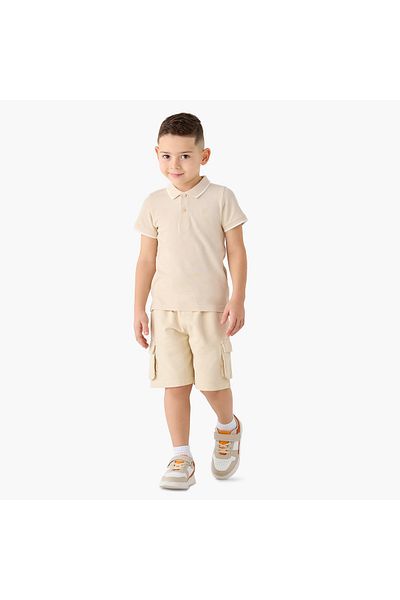 Juniors تي شيرت بولو سادة بأكمام قصيرة