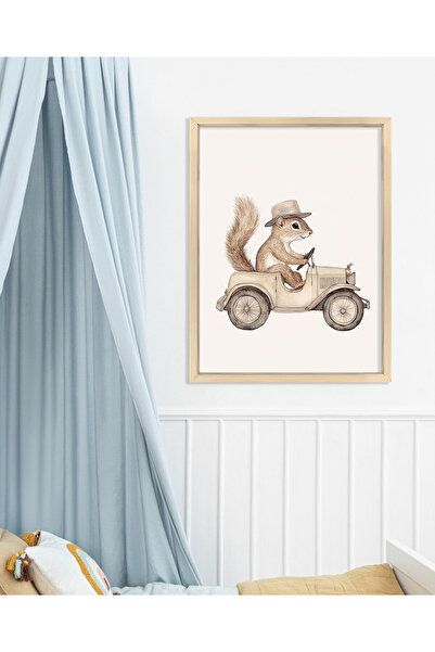 Vetro Design Poster cu cadru din lemn pentru camera copiilor șoferul veveriță