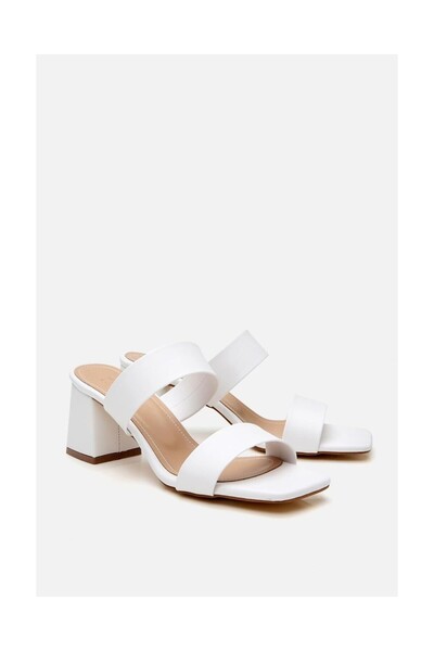 leopar by çetinay Mr39 Mira Belle - Elegant Strappy White Heeled Slippers