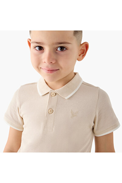 Juniors Solid Polo T-shirt with Short Sleeves