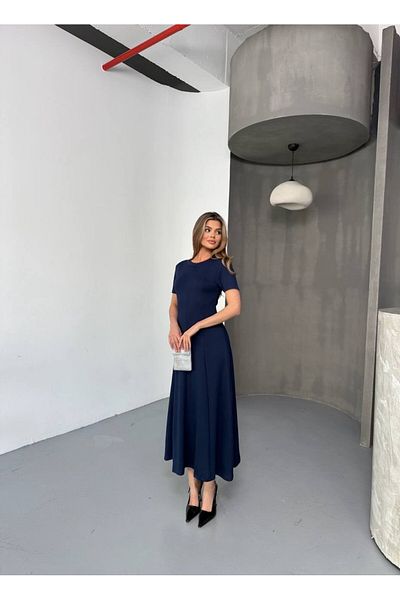 soBasic Κοντομάνικο φόρεμα Modal με κομμένο μέρος κάτω από το γόνατο