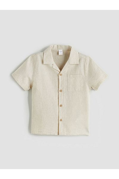 LC Waikiki Ecru Resort Collar Basic Boy's Shirt
